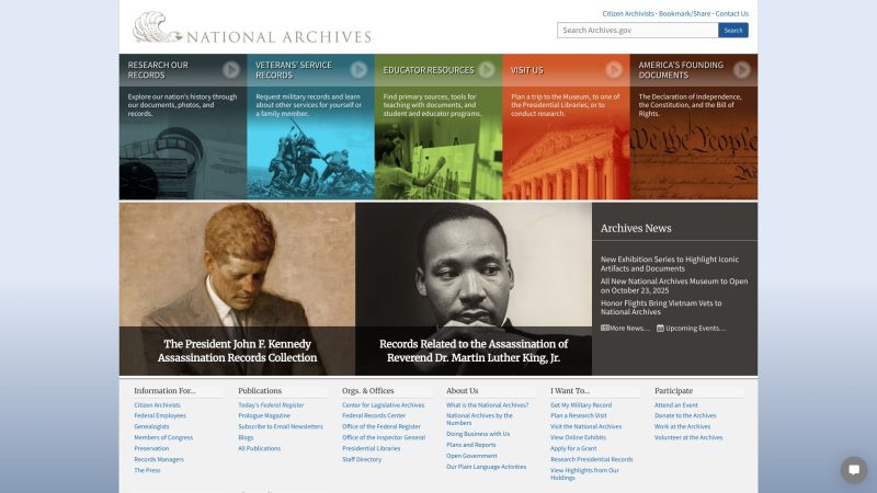 美国国家档案馆 - 美国政府历史档案的官方数字门户-超应用