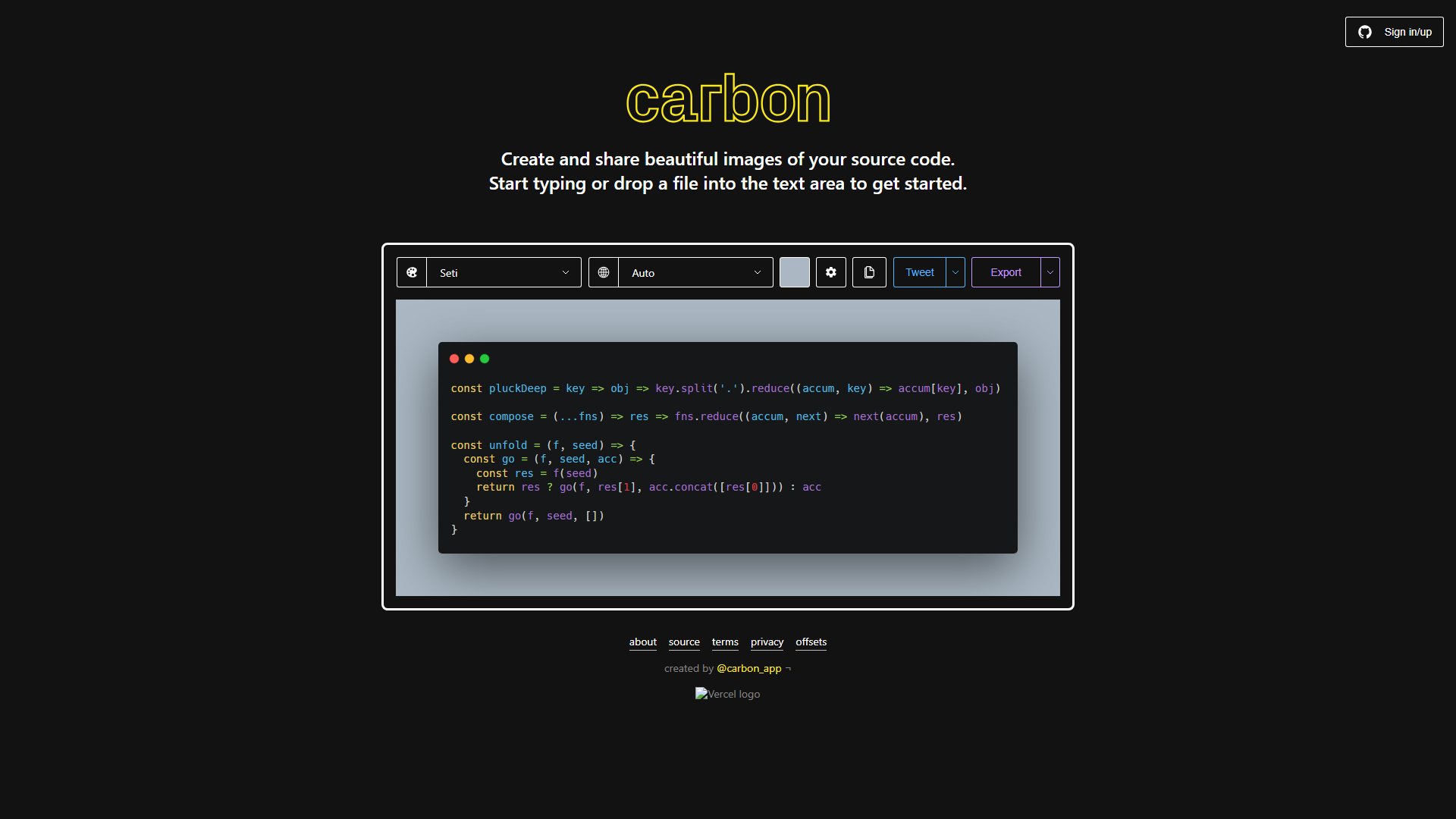 Carbon – 代码高亮美化与分享截图工具