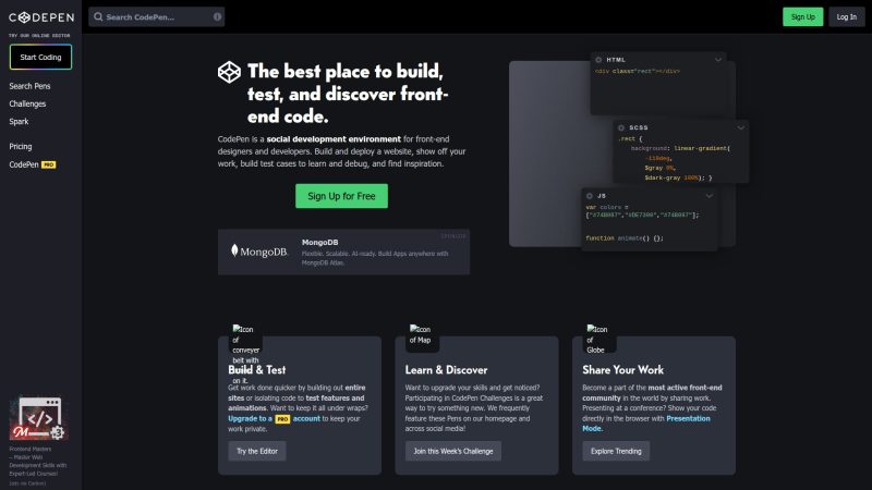 CodePen – 在线代码编辑与前端开发社区 - 超应用-超应用
