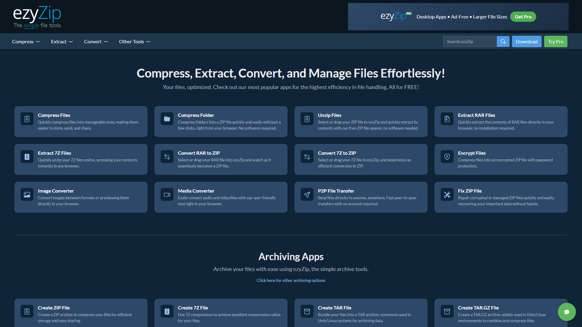 ezyZip – 浏览器端本地压缩与解压工具集
