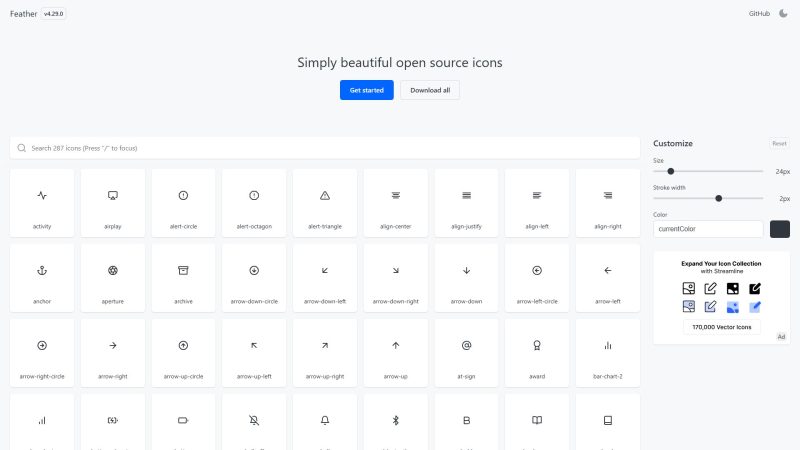 Feather Icons – 简漁美观的开源图标库 - 超应用-超应用