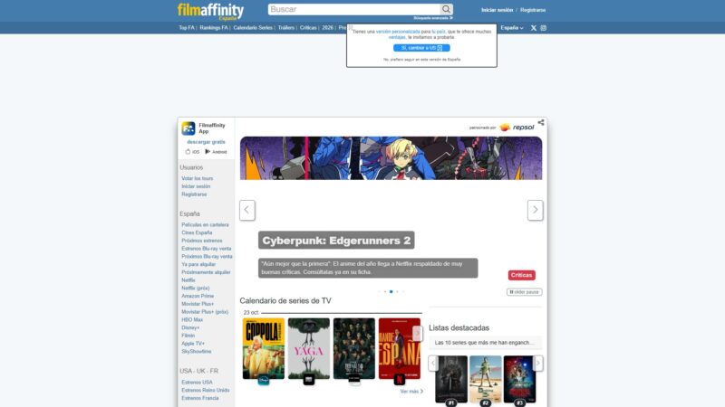 FilmAffinity – 西语影迷的评分库与亲和度推荐站-超应用