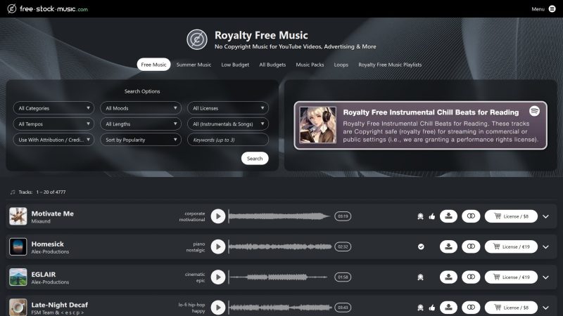 Free Stock Music – 免版税背景音乐资源平台 - 超应用-超应用