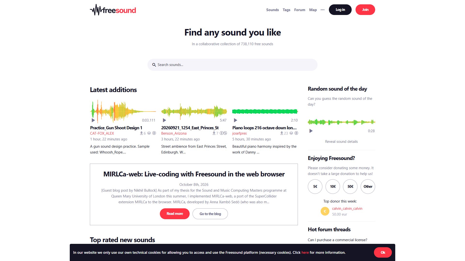 Freesound – 众包音效采样搜索与下载库