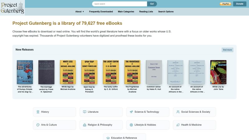Project Gutenberg – 公版电子书免费下载与在线阅读库 - 超应用-超应用