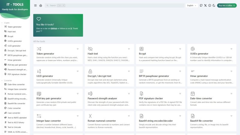 IT-Tools – 开发者常用小工具的免登录工具箱 - 超应用-超应用