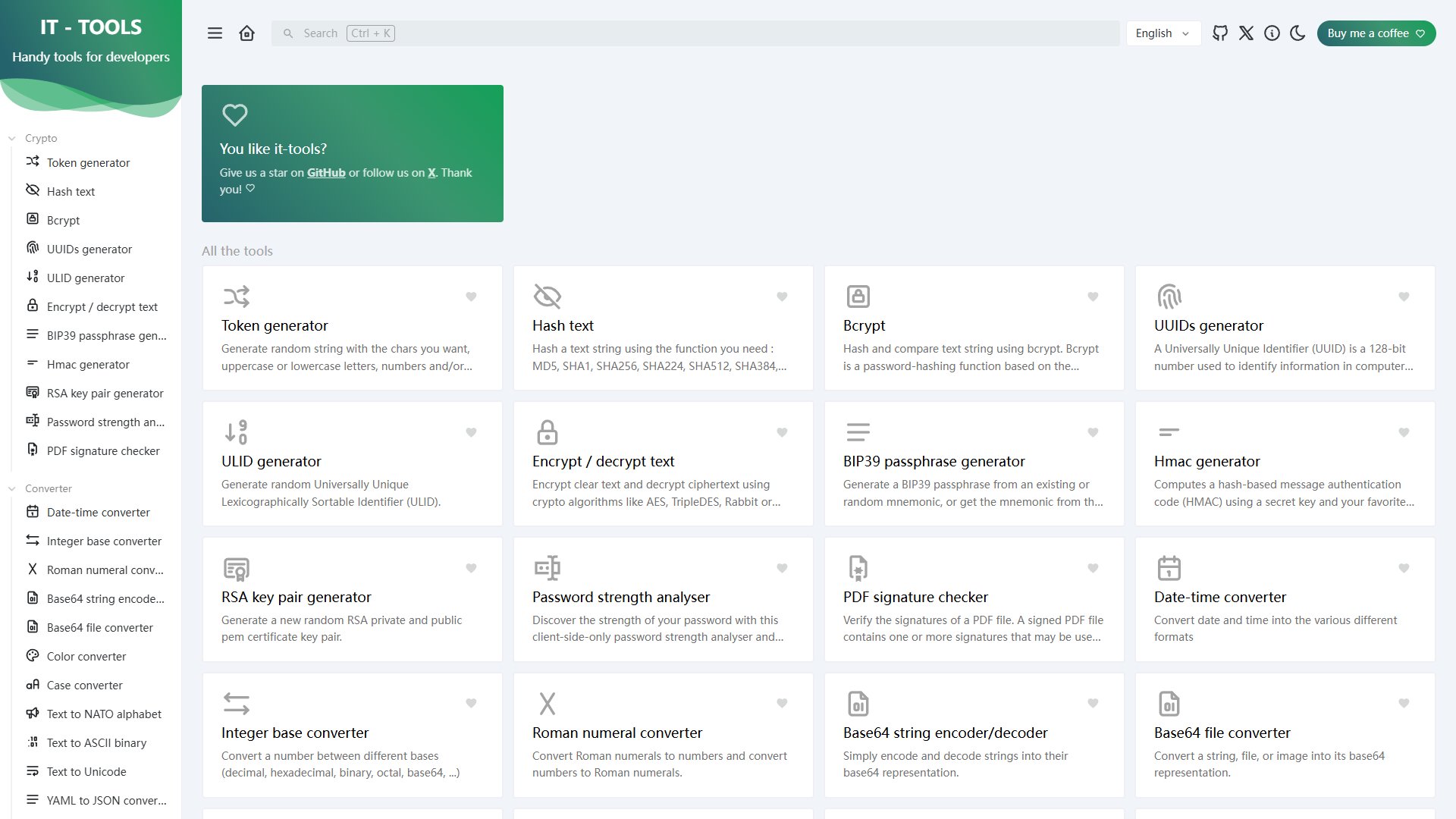 IT-Tools – 开发者常用小工具的免登录工具箱