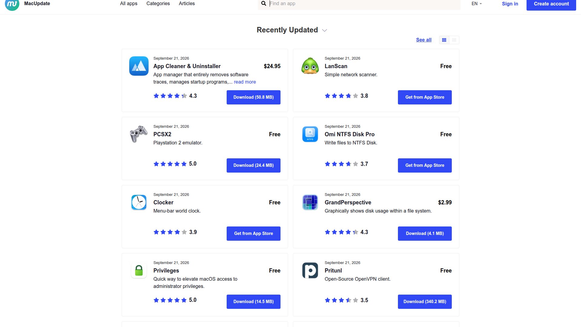 MacUpdate – 海量 Mac 应用下载索引与版本追踪社区