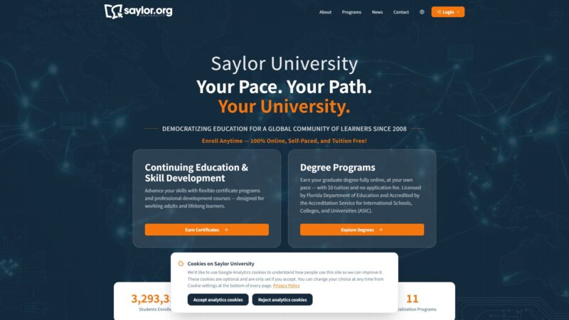 Saylor University – 零学费的在线大学课程与硕士学位项目 - 超应用-超应用