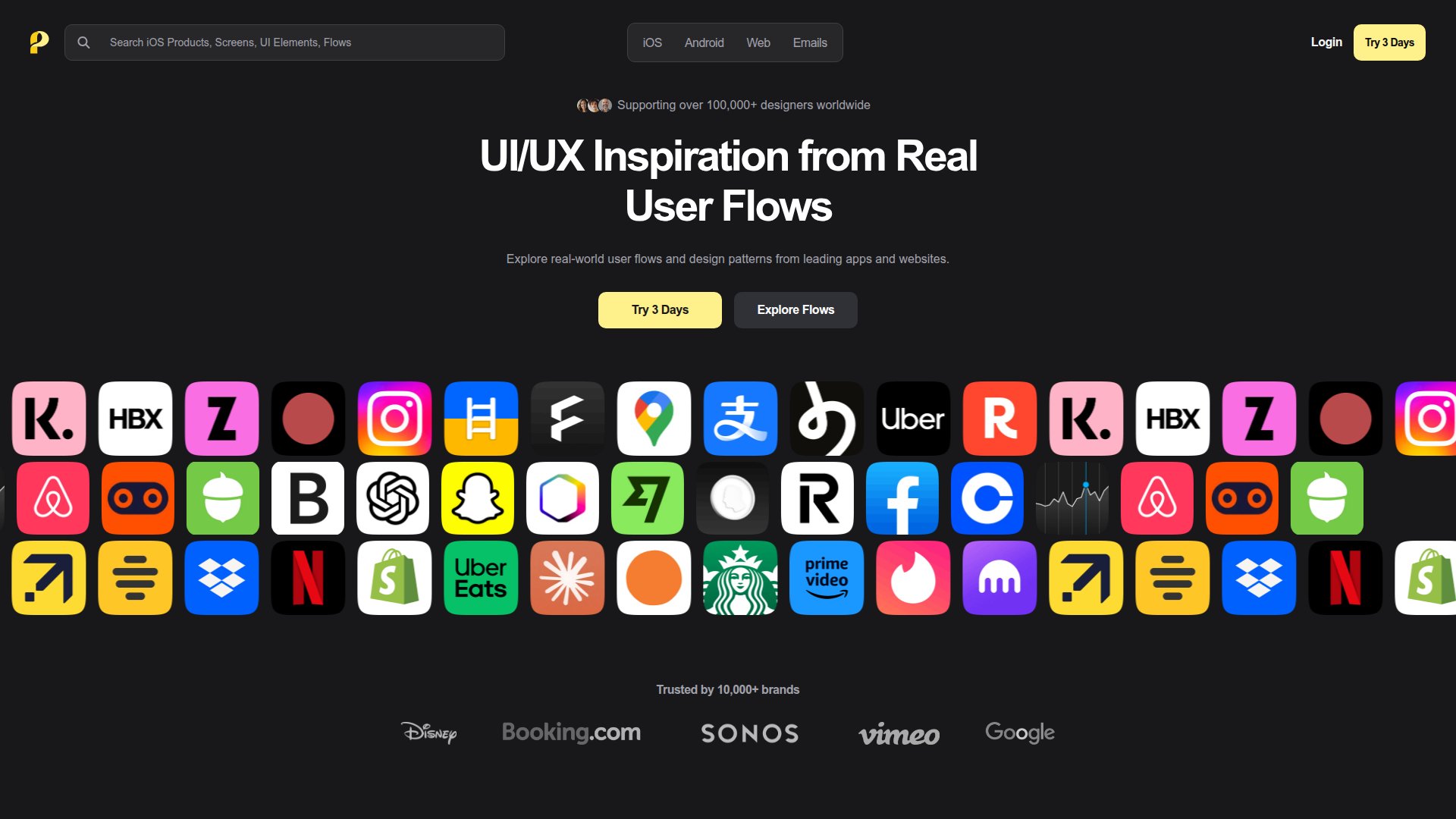 Page Flows – 主流应用 UI/UX 设计灵感参考库