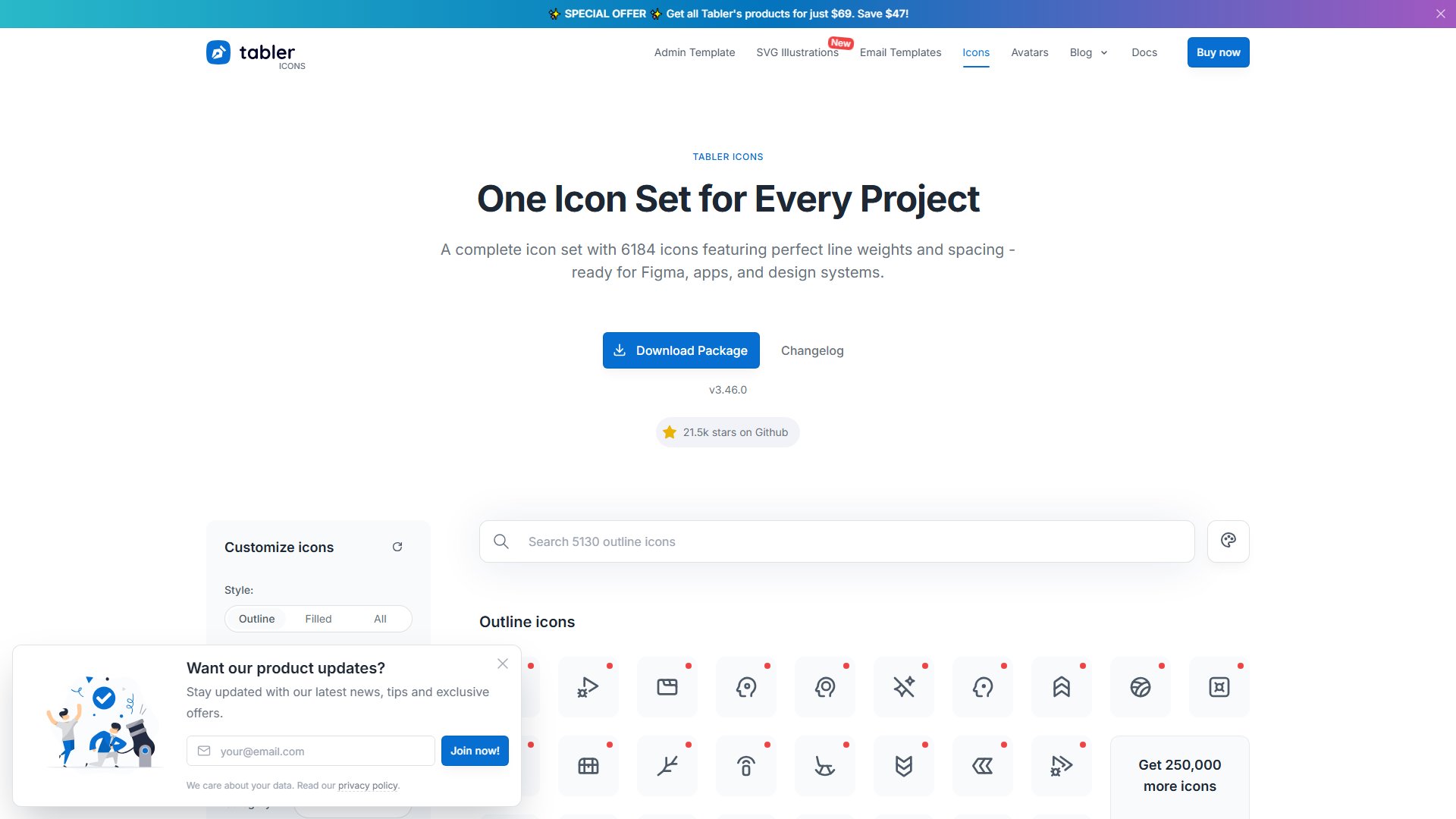 Tabler Icons – 6000+ 免费开源 SVG 图标库