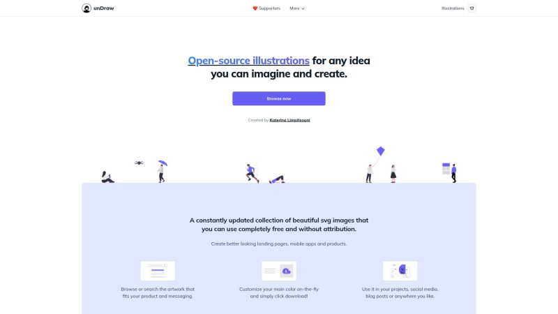 unDraw – 开源图形插图素材库与在线定制工具-超应用